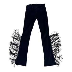 Joe’s Jeans Black Collection Skinny Micro Flare with Fringe Size 25